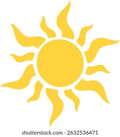 Vibrant Sun with Curved Rays Illustration