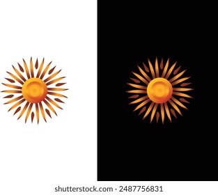 A vibrant sun icon vector featuring gradient sun rays in a modern design. This contemporary sun illustration showcases a gradient sun with rays