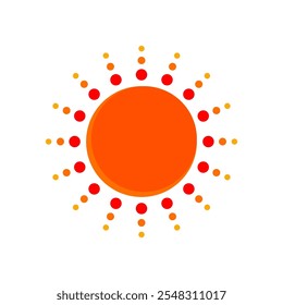 A vibrant sun logo featuring a bold orange circle at the center, surrounded by alternating red and yellow dots, symbolizing warmth and energy.

