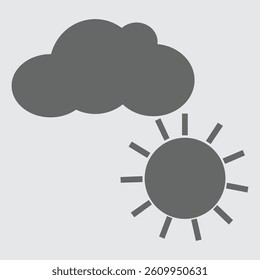 A vibrant sun partially covered by fluffy clouds, symbolizing weather.