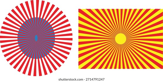 Plano de fundo padrão vibrante de explosão solar com raios radiais dinâmicos