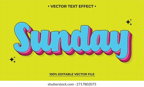 Efeito de texto de domingo vibrante em plano de fundo amarelo brilhante