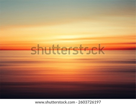 Vibrant Sunset on Calm Ocean Horizon Displaying Blurred Color Gradient Background Illustration
