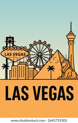The vibrant sunset over Las Vegas illuminates the city lights, creating a stunning visual display against the backdrop of the iconic skyline