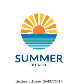 A vibrant sunset over the ocean evokes summer beach vibes