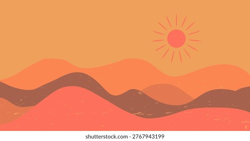 Vibrant sunset over rolling desert hills