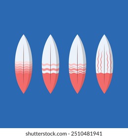 Vibrant surfboard vector illustration with a sleek and dynamic design. Perfect for beach-themed projects, branding, and merchandise. High-quality, scalable artwork that captures the spirit of surfing.