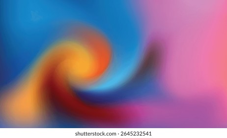 Vibrant Swirling Abstract Gradient Background with Dynamic Blends of Blue, Orange, Red, and Pink