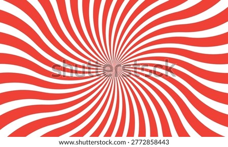 A vibrant, swirling pattern of red and white stripes radiates from a central point, creating a visually captivating and dynamic effect.