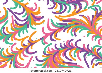 Vibrant swirling squiggle patterns in memphis-inspired psychedelic colors abstract