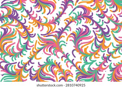 Vibrant swirling squiggle patterns in memphis-inspired psychedelic colors abstract