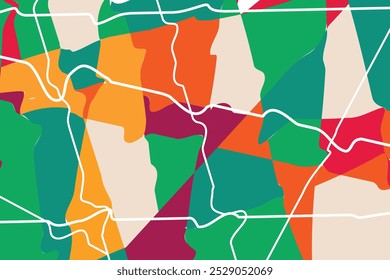 Redemoinhos vibrantes de laranja, azul-petróleo e marrom criam uma composição abstrata dinâmica, evocando energia e movimento através de seu fluido, entrelaçando formas e contrastes ousados.