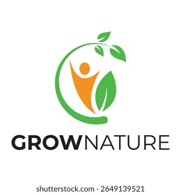 A Vibrant Symbol of Growth Nature Featuring a Person Surrounded by Lush Greenery and the Bold Text GROWNATURE Emphasizing a Natural Connection