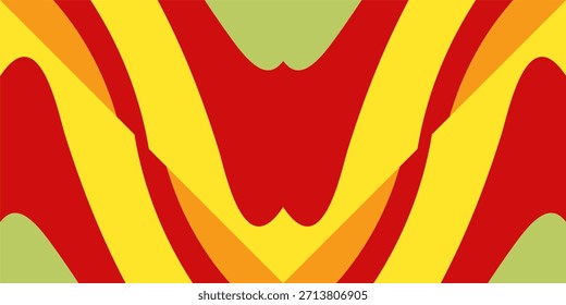 Vibrant symmetrical abstract vector design with bold flowing curves and warm color palette creating a dynamic visual background