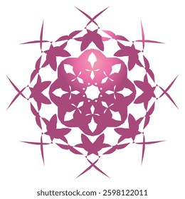 A vibrant, symmetrical mandala design with a central gradient, featuring stylized floral and geometric elements. Perfect for spiritual, decorative, or artistic projects.