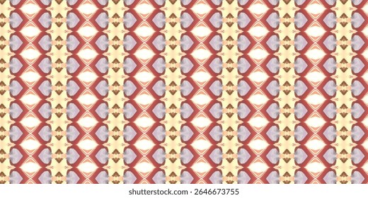 A vibrant, symmetrical pattern combining red, beige, and cream tones with a kaleidoscopic design. Ideal for backgrounds, fabric prints, or digital art projects.