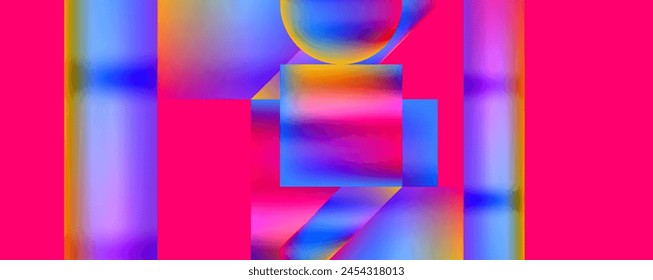 Vibrant and symmetrical patterns of colorfulness in azure, purple, electric blue, and magenta shades create a dazzling background of material properties and gaslike textures