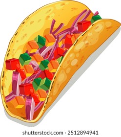 A vibrant taco filled with vegetables