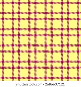 Vibrant tartan pattern in yellow and purple tones. Classic plaid design suitable for backgrounds, textiles, wrapping paper, and design projects needing a traditional touch.