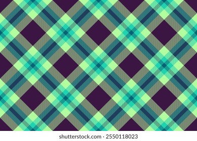 Tecido de vetor de tartan vibrante, plano de fundo elegante sem emenda. Nova verificação de padrão de textura têxtil na paleta de cores escuras e verdes.