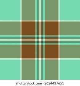 Vibrant teal and brown plaid pattern.  Perfect for textile design, fashion, or website backgrounds.  This stylish geometric texture evokes feelings of warmth and freshness.