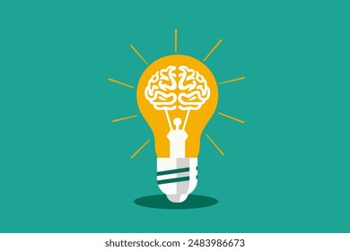 Verde azulado vibrante con un diseño de cerebro de bulbo, destacando la inspiración y la energía
