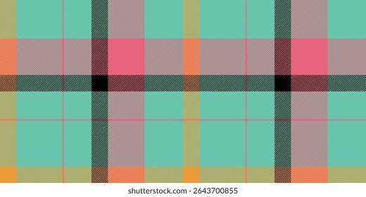 Vibrant teal, coral, and gold plaid pattern.  Perfect for textile design, fashion, websites, and branding. This cheerful, modern tartan evokes feelings of warmth and energy.