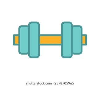 Vibrant teal and gold dumbbell icon, perfect for fitness apps, websites, or gymrelated designs.  Clean, modern style.  Simple yet effective visual representation of strength training.