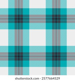 Vibrant teal and gray plaid pattern on a white background.  Perfect for textile design, website backgrounds, or fashion projects.  Clean, modern style. Seamless repeat.