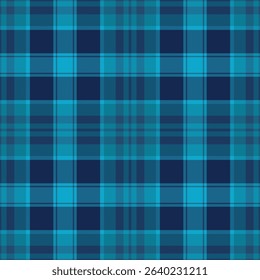 Vibrant teal and navy plaid pattern.  Perfect for textile design, website backgrounds, or fashion projects. This seamless texture offers a modern, classic feel, symbolizing order and style.