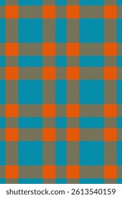 Vibrant teal and orange plaid pattern.  Perfect for textile design, website backgrounds, or crafting projects. This bold geometric design evokes feelings of warmth and energy.