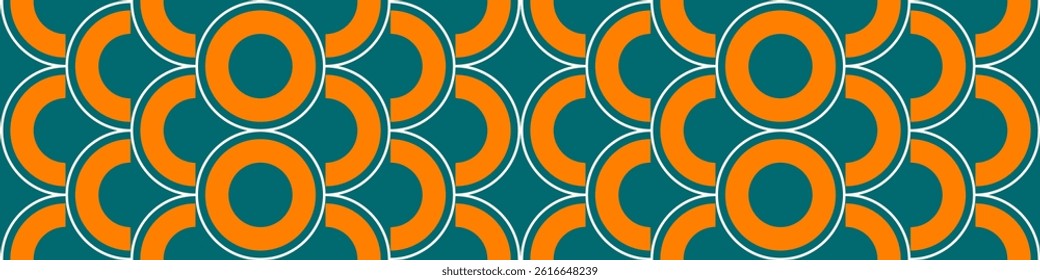 Vibrant Teal and Orange Retro Circle Pattern