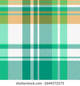 Vibrant teal, orange  white plaid pattern.  Perfect for textile design, fashion, home decor, or website backgrounds.  This bright, cheerful design evokes feelings of freshness and energy.