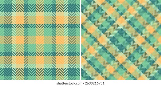 Vibrant teal and peach plaid patterns, perfect for textile design, fashion, or website backgrounds.
