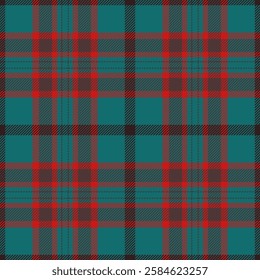 Vibrant teal, red, and dark gray plaid pattern.  Perfect for textile design, fashion, and seasonal projects.