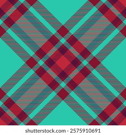 Vibrant teal and red striped plaid pattern.  Modern geometric design ideal for fashion, textiles, and website backgrounds.  Bold color scheme creates a dynamic and eyecatching visual.