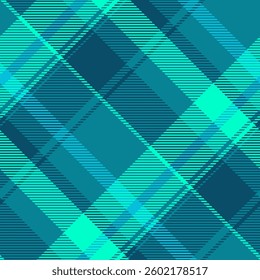 Vibrant teal and turquoise plaid pattern.  Modern geometric design ideal for textile prints, website backgrounds, or fashion projects.  The intersecting lines create a dynamic, energetic feel.