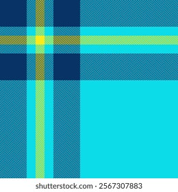 Vibrant teal and yellow herringbone pattern with plaid accents.  Perfect for textile design, website backgrounds, or fashion-related projects.