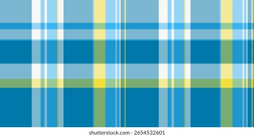 Vibrant teal, yellow, and white plaid pattern. Perfect for textile design, website backgrounds, or fashion projects.  A cheerful, summery design with a clean, modern aesthetic.