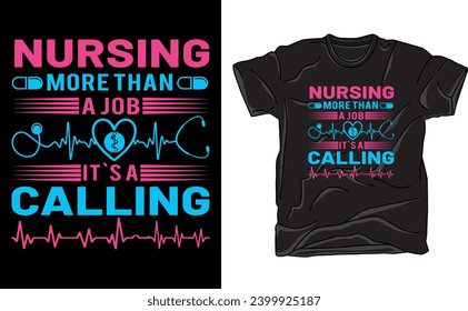 Vibrant tee with a heart-shaped stethoscope, embracing caring hands. Expressive typography celebrates nurses, capturing their compassion, dedication, and vital role in healthcare. A stylish tribute