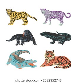 Vibrant Textured Realistic Wild Animal Fill Shape