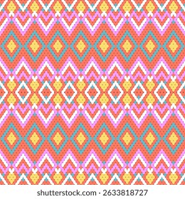 A vibrant Thai-style fabric pattern featuring colorful “Dok Jok” (traditional Thai floral) motifs arranged in a modern square grid. The design blends cultural heritage with a fresh, contemporary look.