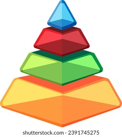 A vibrant and three-dimensional vector illustration of an isolated pyramid