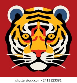Vibrant tiger face illustration in vector style