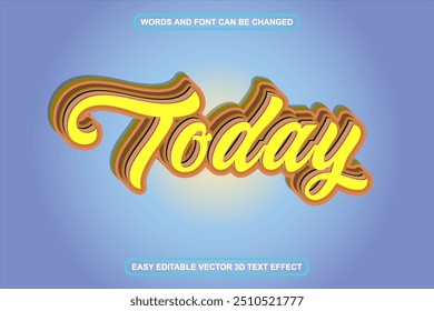 Efecto de texto 3D vibrante hoy para Diseños audaces