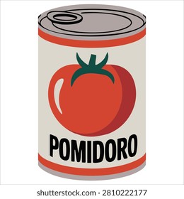 Vibrant Tomato Can Jar Vegetable Box Pack Hand Drawn Isolated