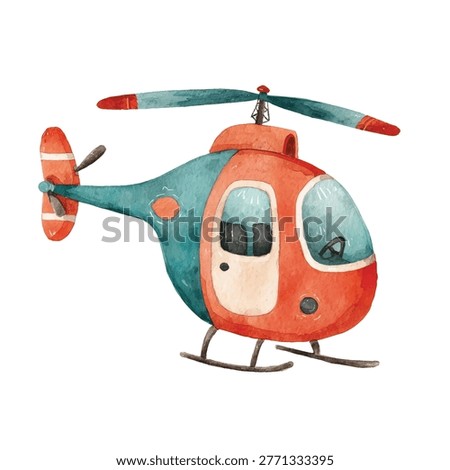Vibrant toy helicopter model in orange and blue