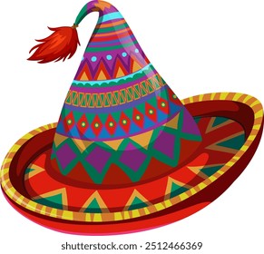 Vibrant, traditional Mexican hat with patterns