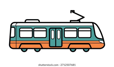 Vibrante concepto de tránsito con un tranvía eléctrico limpio y moderno listo para aplicaciones de viaje por la ciudad.