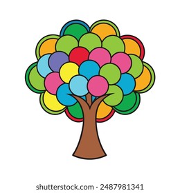 Vibrant tree illustration on a white background, perfect for digital products and prints